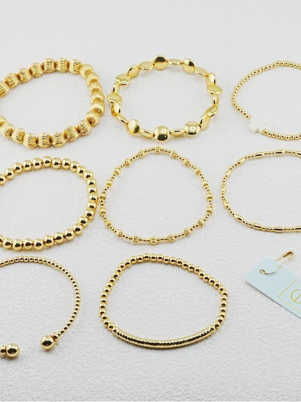 Enewton 8-Piece Gold Beaded /w White Cross Bracelet Set - Picture 2 of 4